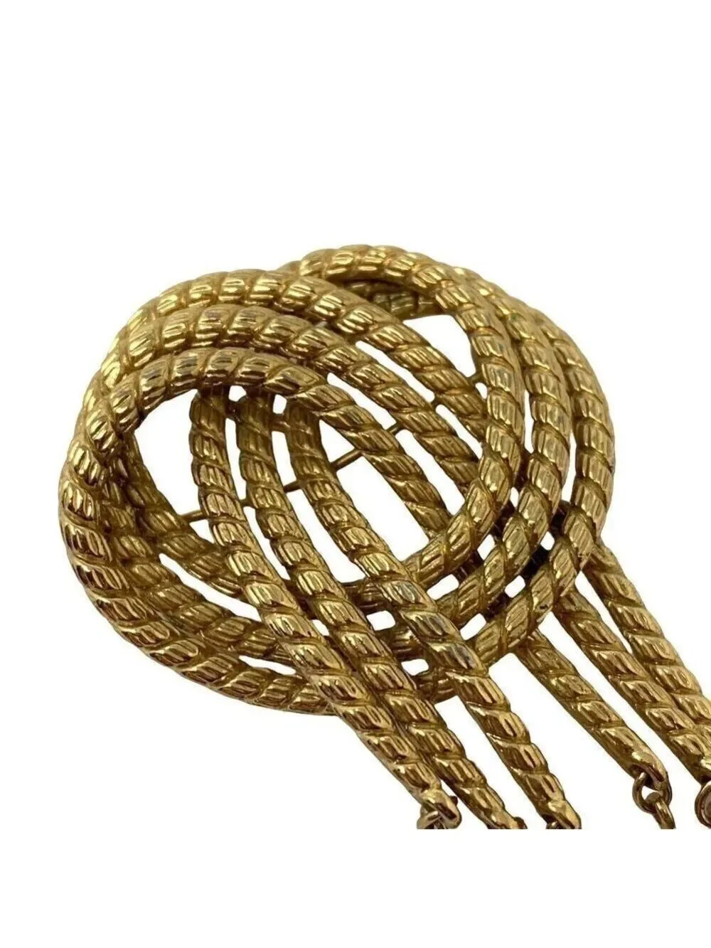 Vintage Monet Rope Knot Brooch Pin Goldtone Gold Tone Tremble Large 2.75 in Sign